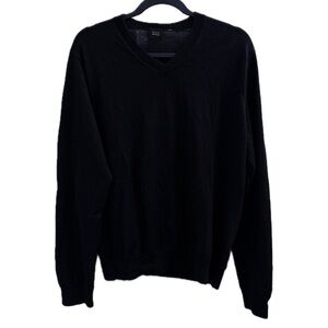 Black Saks Fifth Avenue Cross V Neck Wool Men’s Sweater